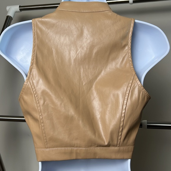 Nude Faux Leather Vest Crop Top - Picture 2 of 3